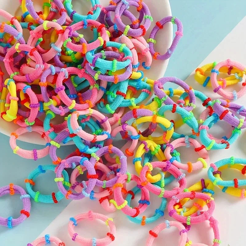 100pcs Elastic Hair Ties & Ponytail Holders – Soft Nylon Bands
