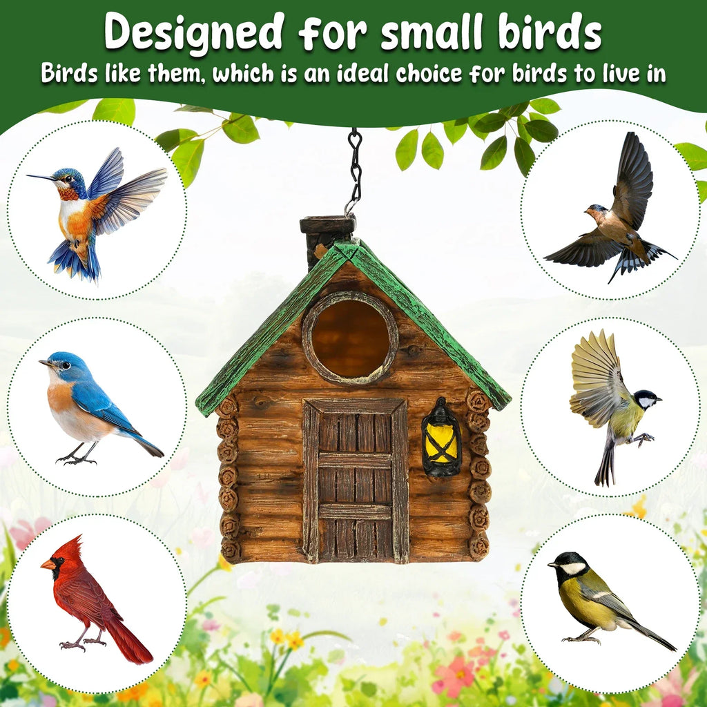 Outdoor Hanging Resin Birdhouse – Waterproof Garden Bird Nest