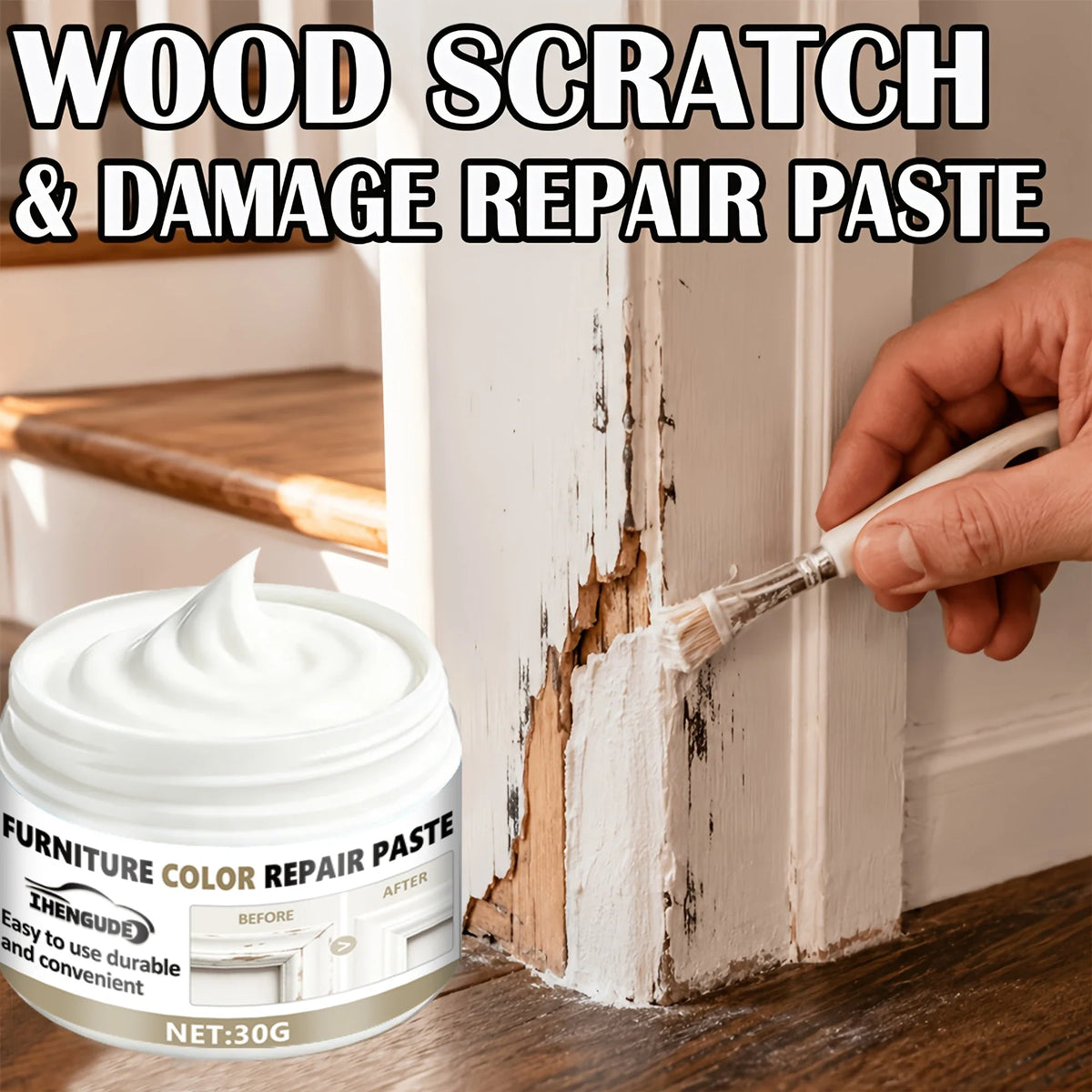 White Wood Repair Paste – Fill Scratches, Cracks & Fading