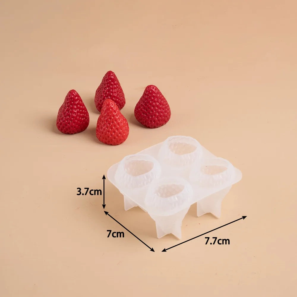 Silicone 3D Strawberry Mold – Candle Resin & Gypsum Casting