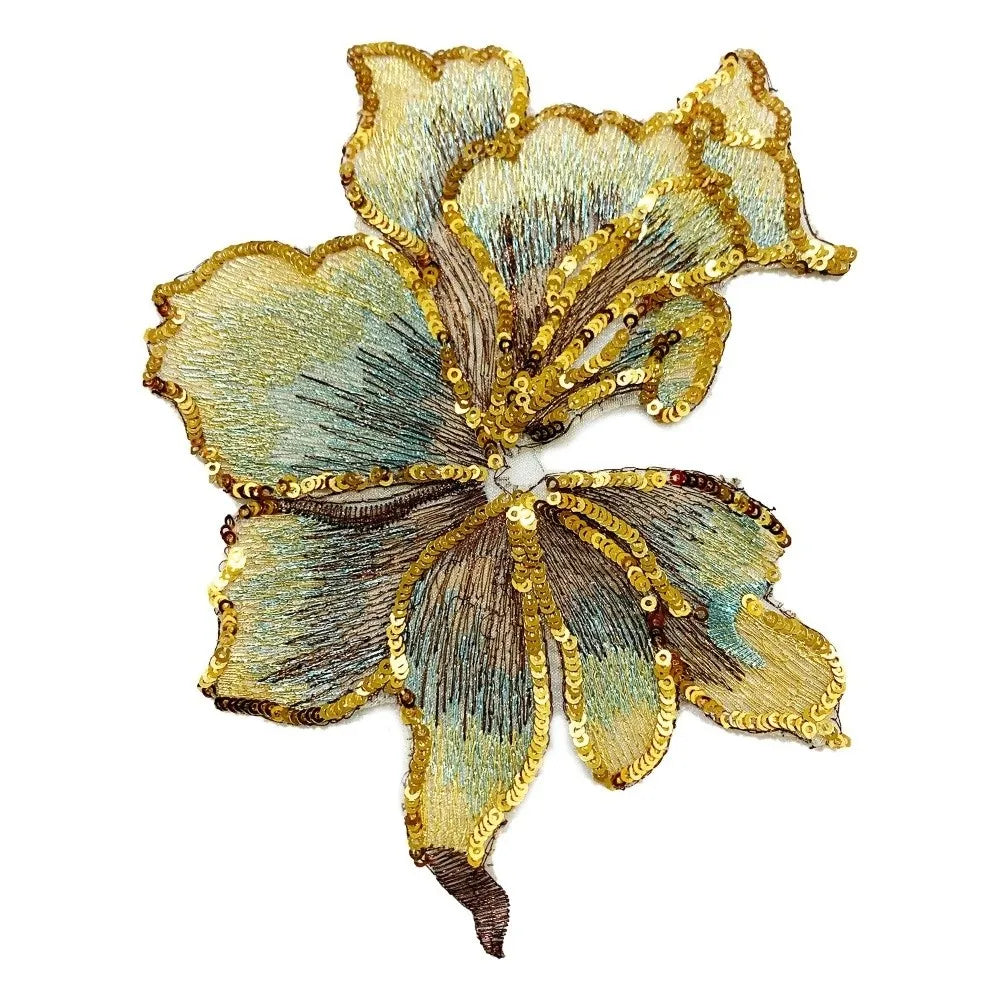 3D Sequin Flower Embroidery Applique Sew-On Lace Patch DIY