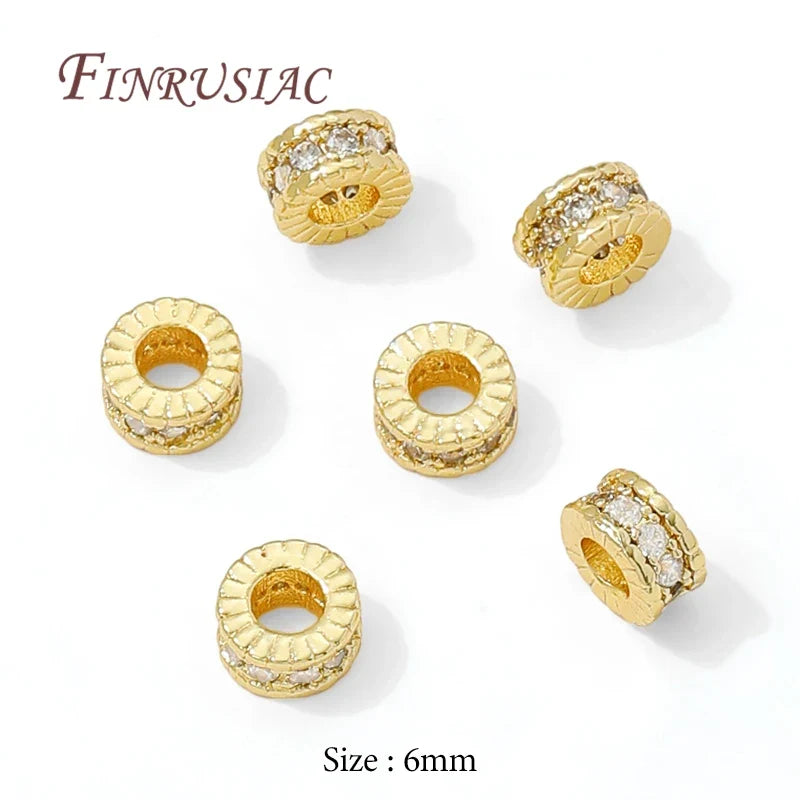 18K Gold Plated Zircon Round Spacer Beads 4mm 6mm 8mm – DIY