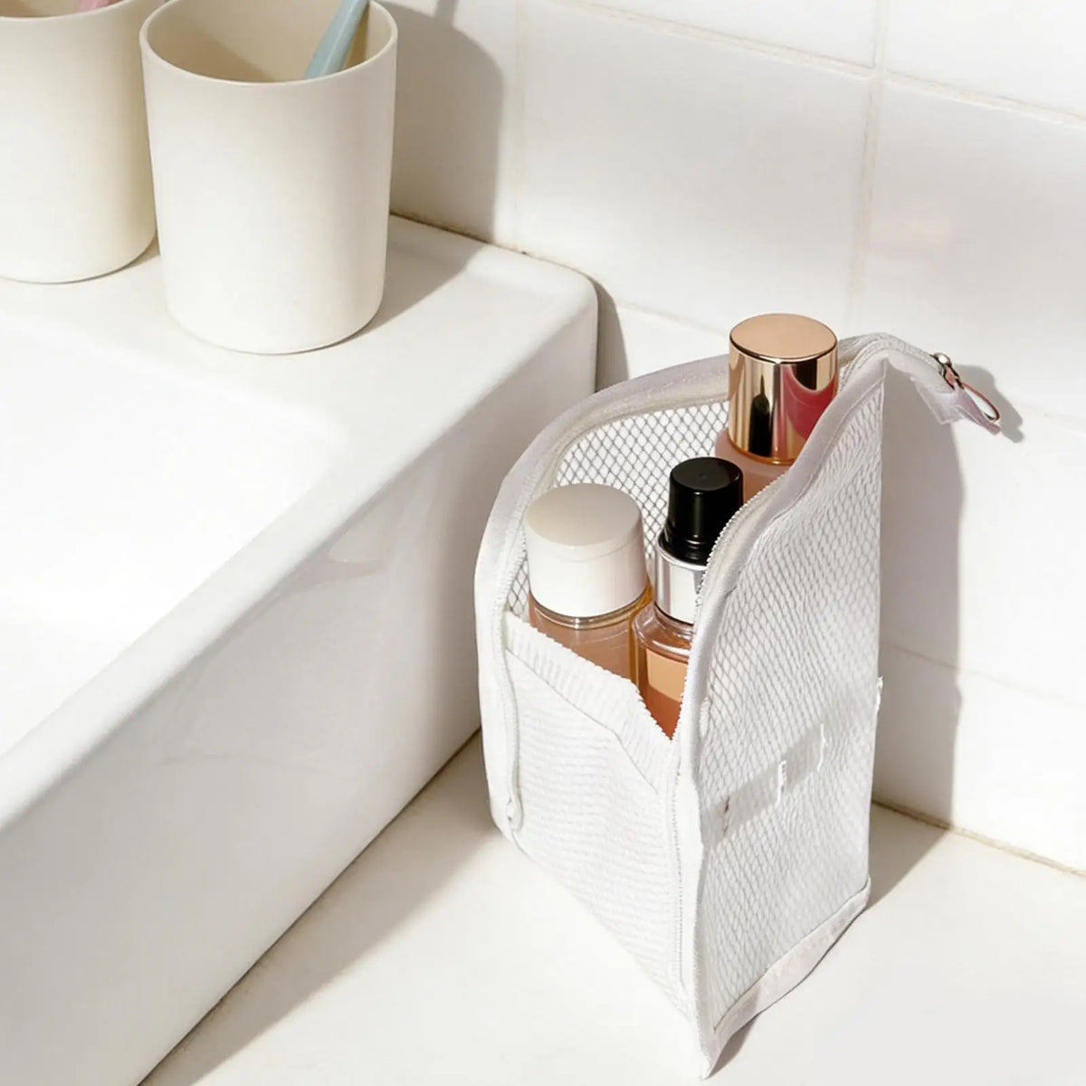 Waterproof Stand-Up Travel Toiletry Bag | Toothbrush Holder