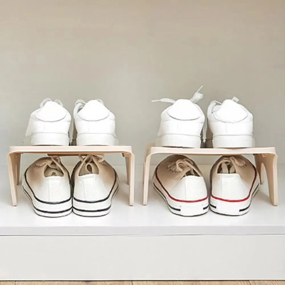 Double Layer Shoe Rack Space-Saving Organizer | Plastic