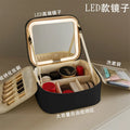LED Lighted Makeup Bag with Mirror – Large PU Leather Organizer
