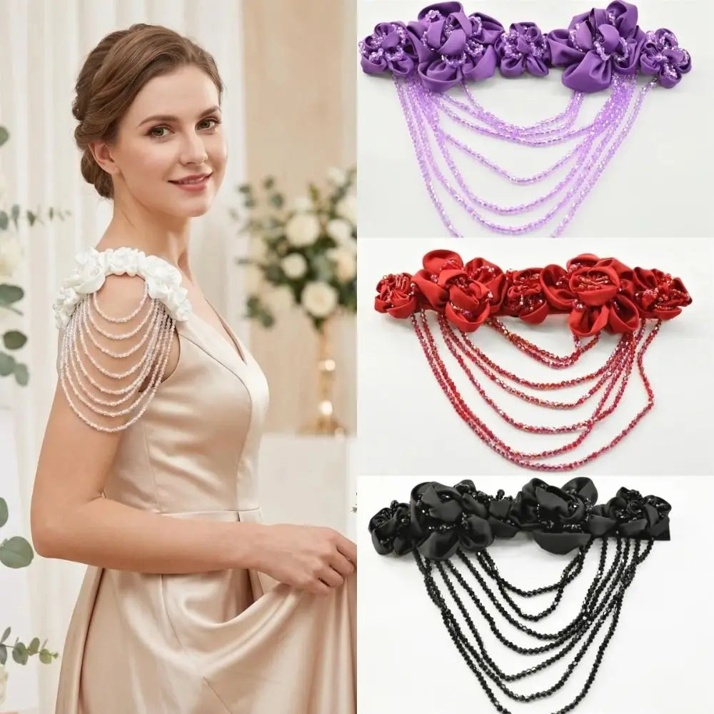 Hand Sewn Beaded Flower Applique Satin DIY Garment Decal