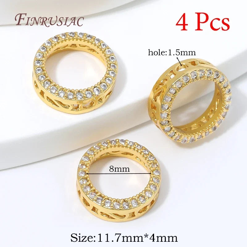 18K Gold Plated Zircon Spacer Beads – Brass DIY Jewelry Findings