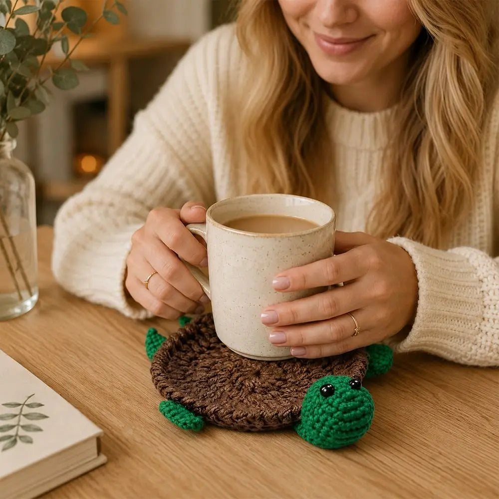 Handmade Crochet Animal Coaster – Cute Knitted Cup Mat