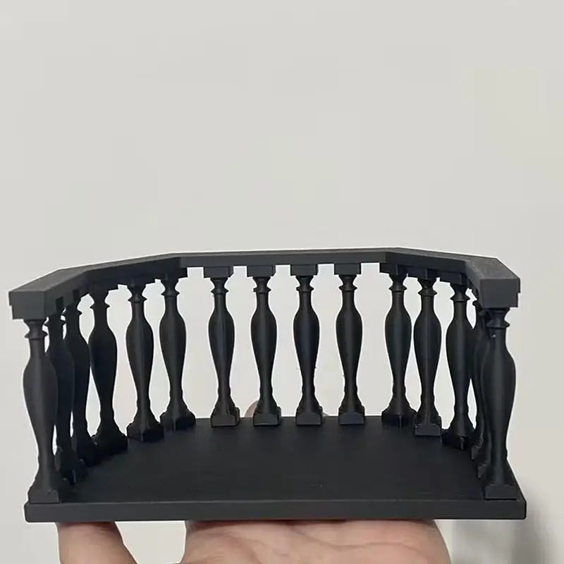 Miniature Dollhouse Balcony with Railing – European DIY Decor