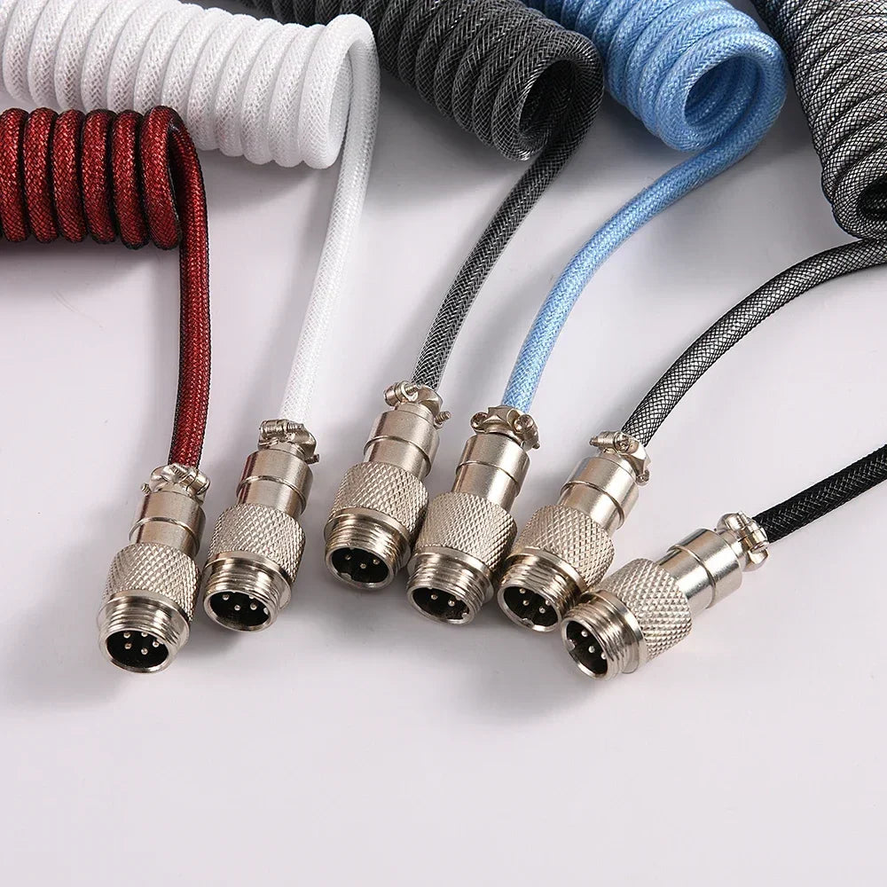 GX12 Aviation Connector USB-C Mechanical Keyboard Cable Spring Wire