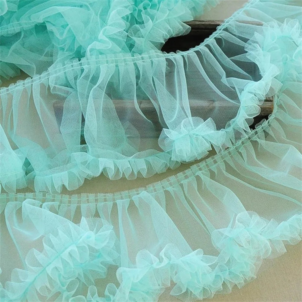 Pleated Tulle Lace Trim 15x90cm – Fluffy Mesh Ribbon for DIY