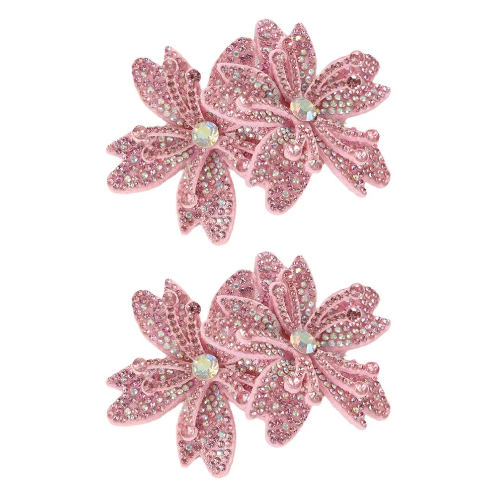 3D Rhinestone Rose Flower Patches – Sew-On Appliqué Pair