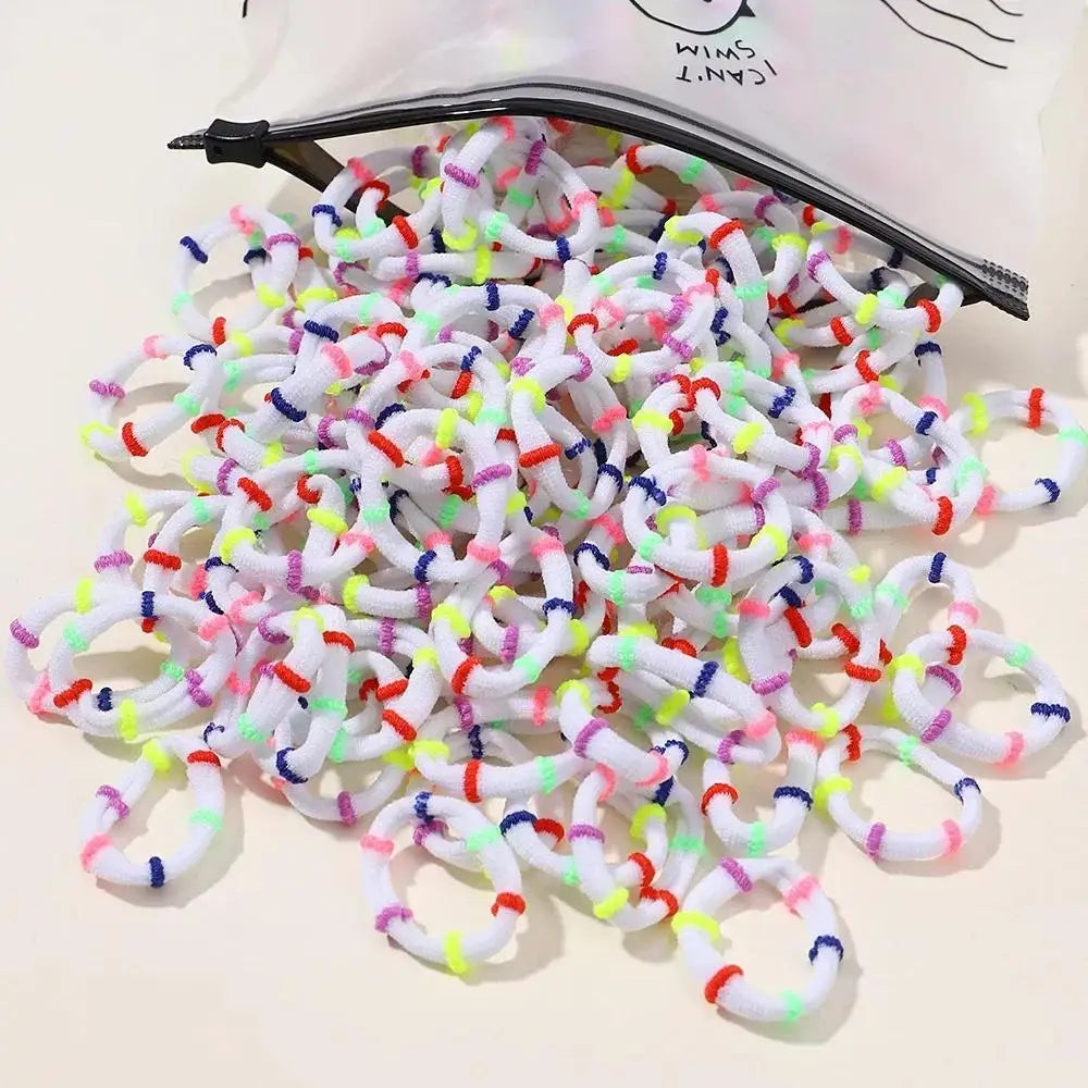 200pcs Colorful Elastic Hair Bands for Kids – Ponytail Ties