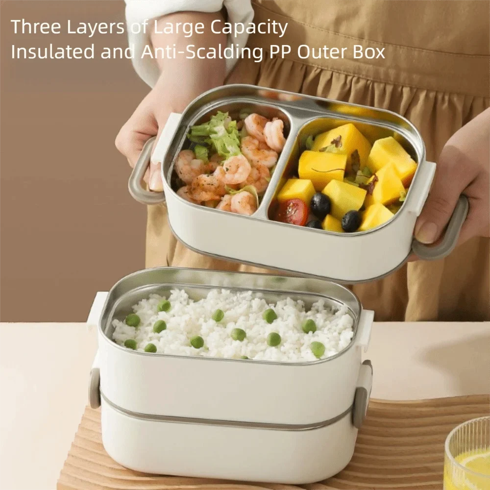 Stainless Steel Thermal Lunch Box Set – Stackable & Insulated
