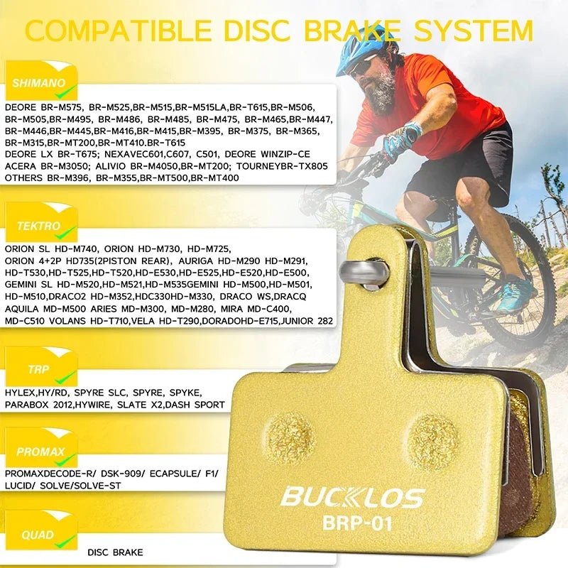 BUCKLOS Copper Disc Brake Pads for Shimano B01S MTB Bikes