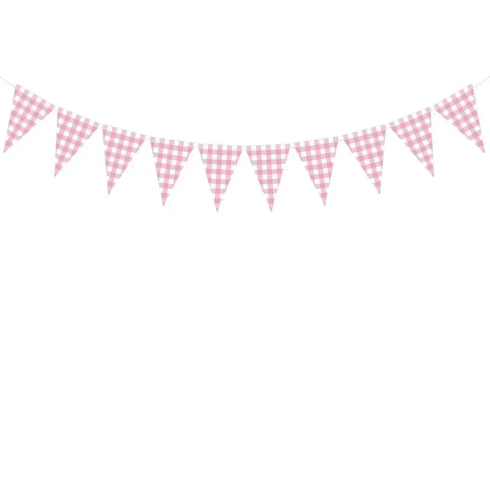 Pink Checkered Party Tableware Set – Serves 25 Guests