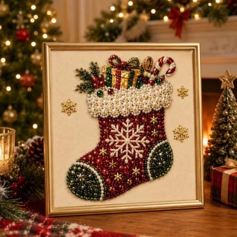 Christmas Diamond Painting Kit with Frame | DIY Pearl Bead Art