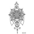 Mandala Henna Whale Feather Temporary Tattoo Stickers | Body Art