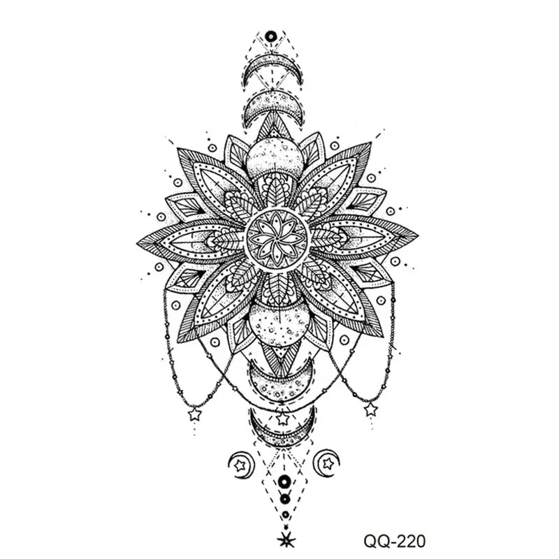 Mandala Henna Whale Feather Temporary Tattoo Stickers | Body Art