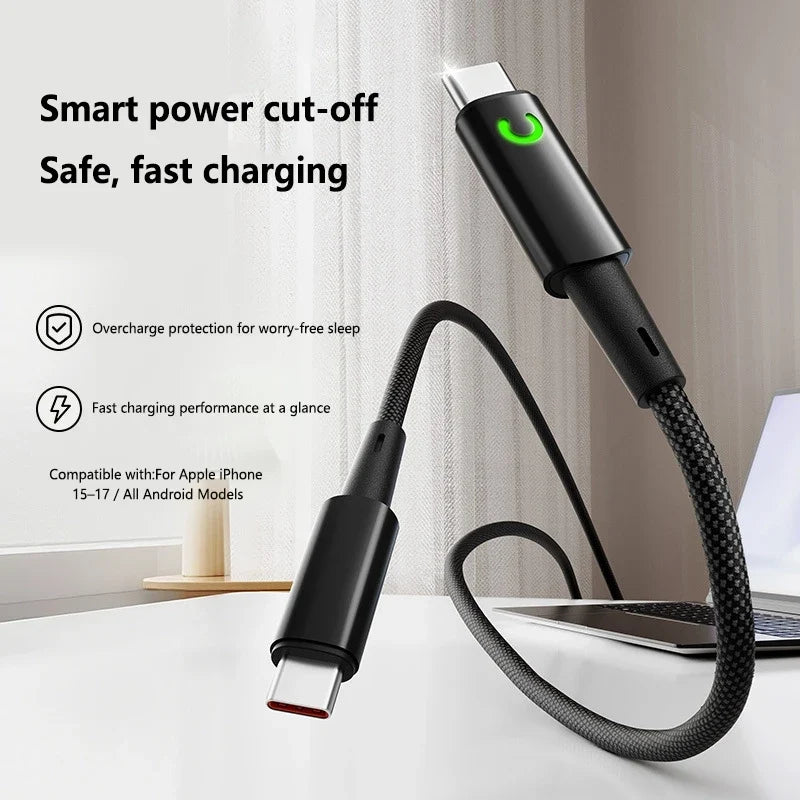 PD 240W Dual USB-C Fast Charging Cable – 6A Nylon Braided