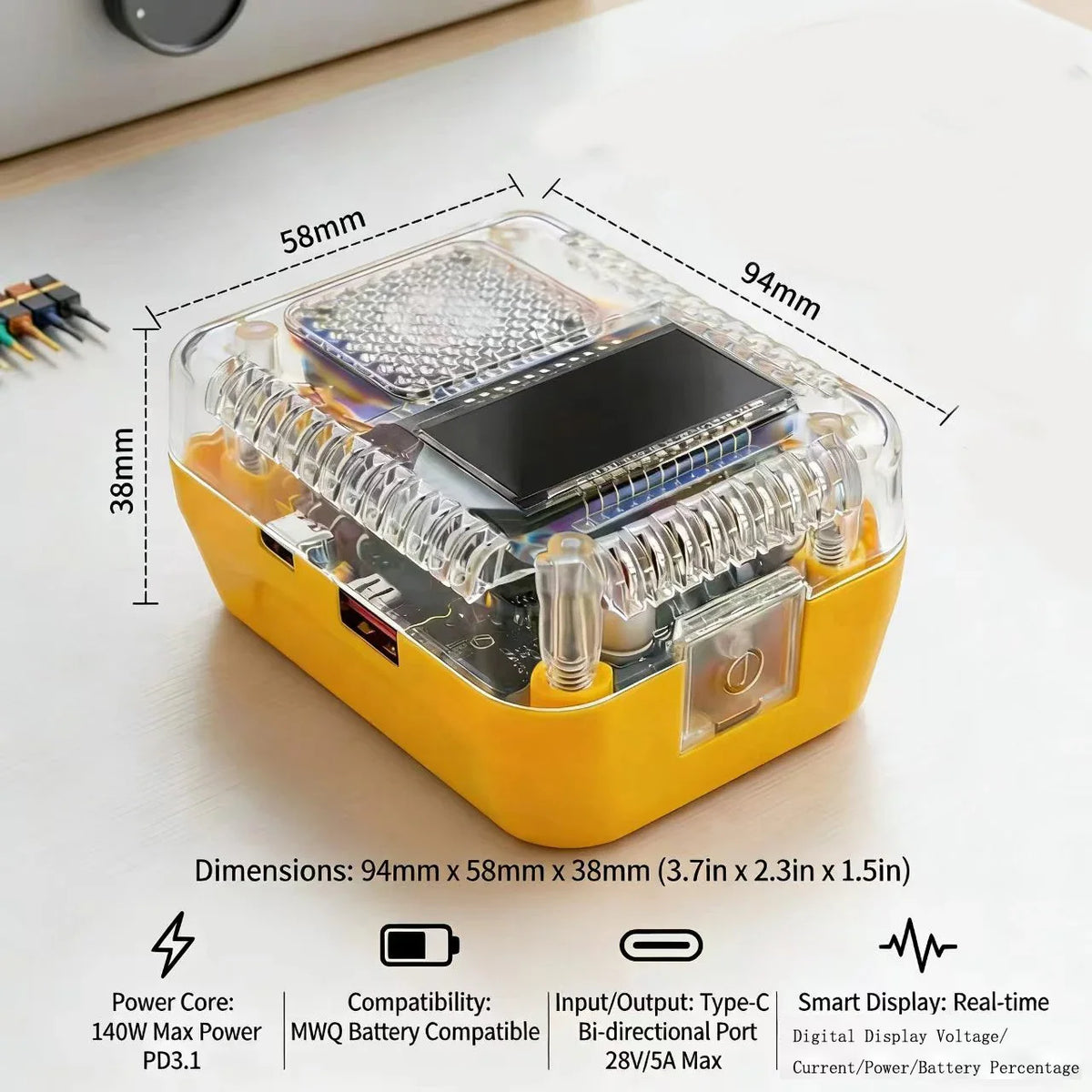 140W PD3.1 USB-C Battery Adapter Digital Display – DCB200 DCB203