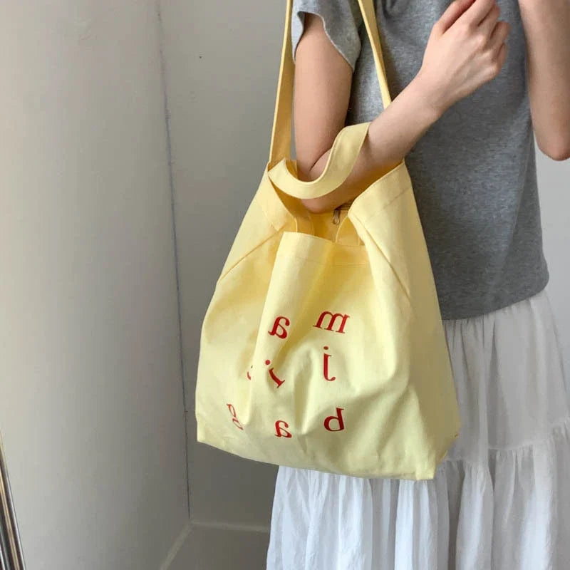 Korean Canvas Tote Bag – Retro Large Capacity Crossbody