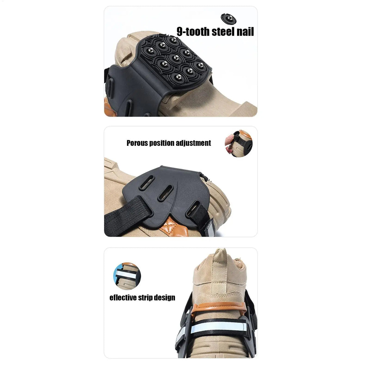 Winter Ice Cleats Anti-Slip Shoe Spikes | 9 Metal Studs