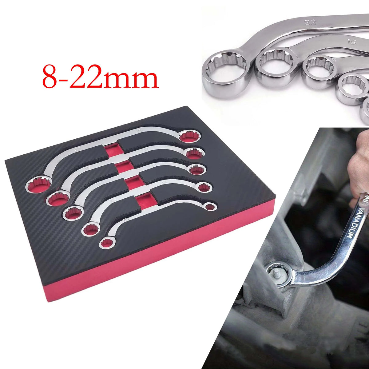 12-Point Metric Half Moon Wrench Set 8mm–22mm | 5 Piece