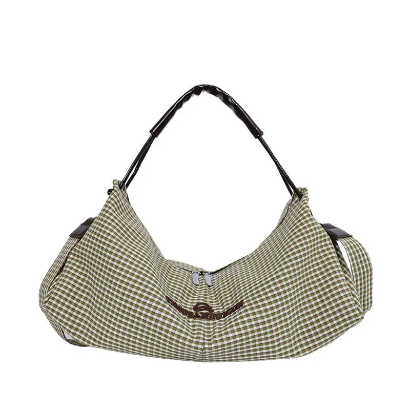 Nixie Retro Plaid Tote Bag – Large Capacity Women's Shoulder Bag
