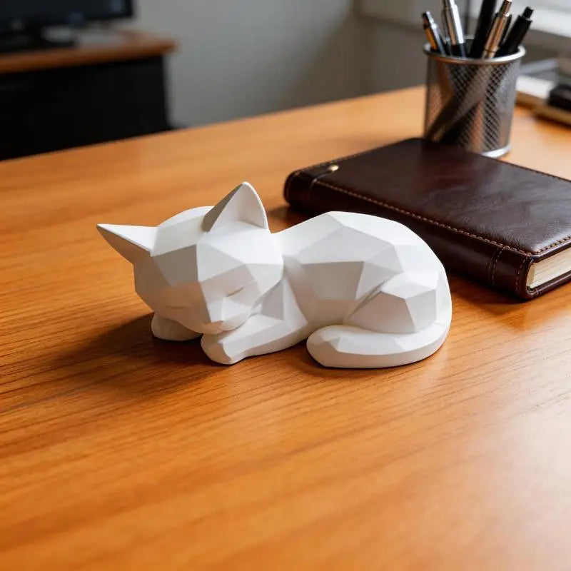 Geometric Sleeping Cat Ornament | Boho Minimalist Home Decor