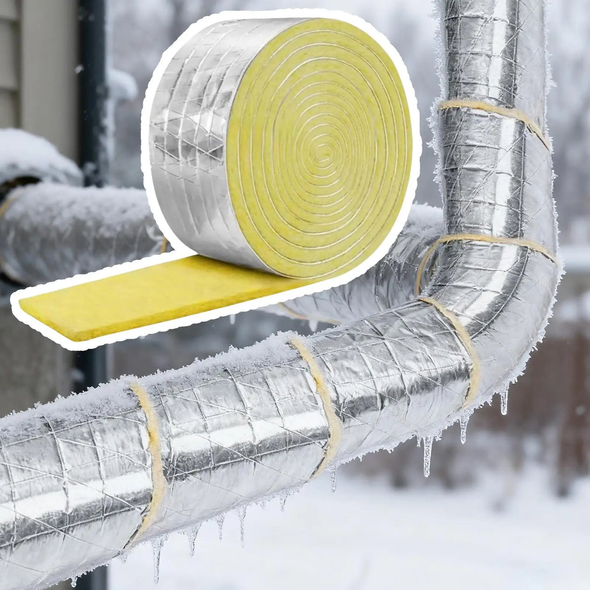 Pipe Insulation Wrap 32.8 Ft – Fireproof Glass Wool HVAC Roll
