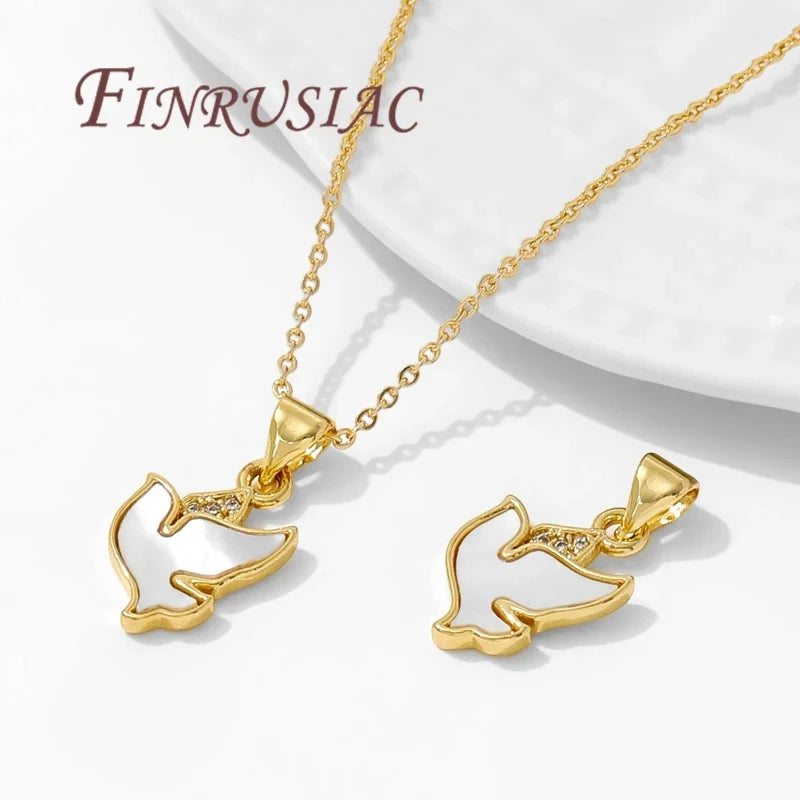 18K Gold Plated Natural Shell Bird Charms | Brass Pendants