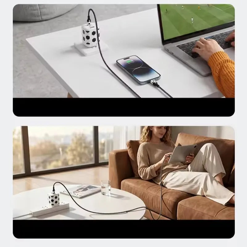 Football Style Braided Fast Charging Cable – Apple & Android