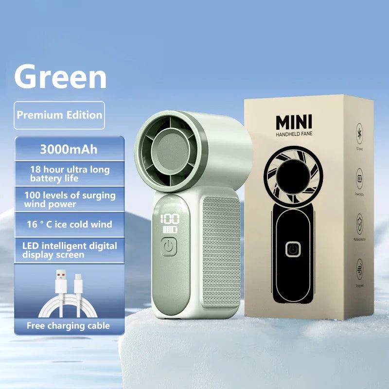 Mini Turbo Handheld Fan | 5 Speeds, Foldable, Type-C USB