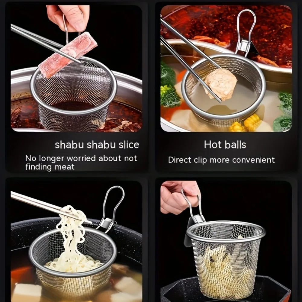 32cm Stainless Steel Hot Pot Divider & Strainer Basket Set