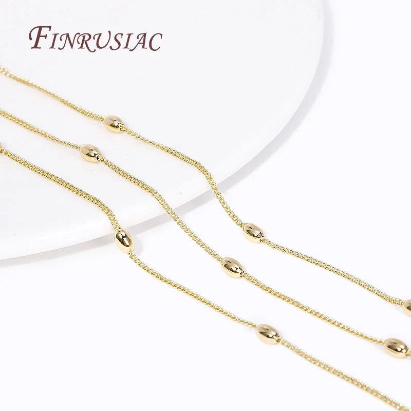 18K Gold Plated Rice Bead Chain Necklace 49CM | DIY Jewelry