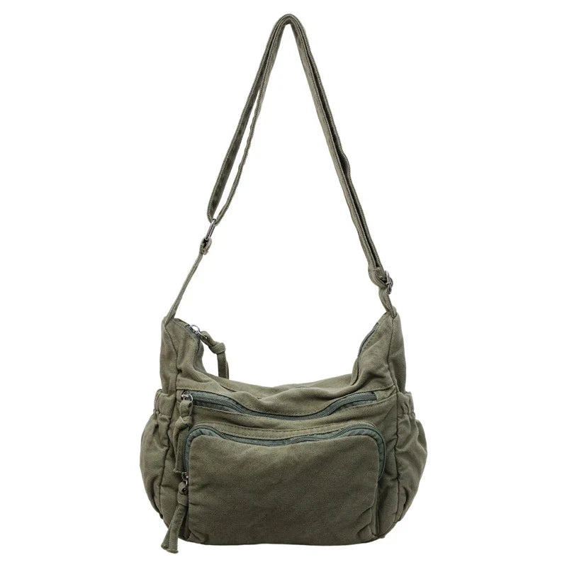 Vintage Japanese Canvas Shoulder Bag – Large Capacity Unisex