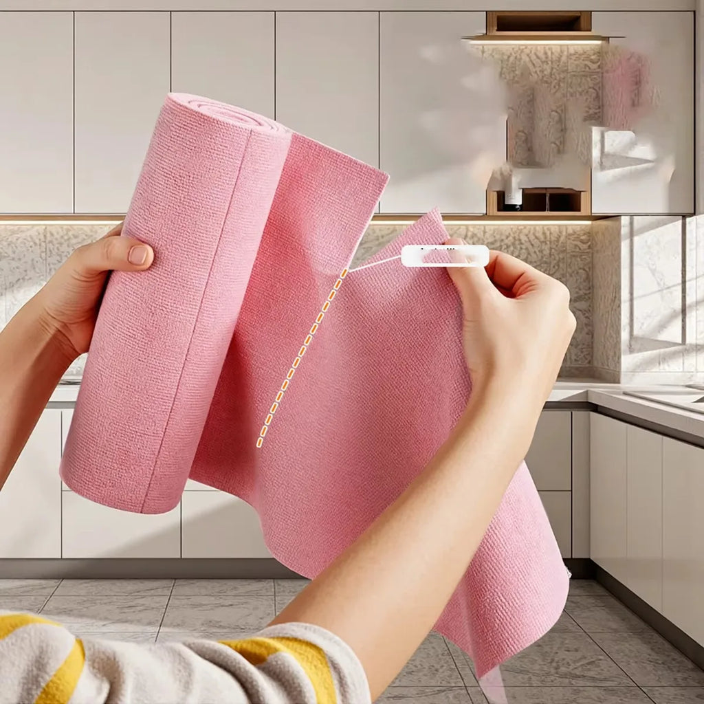 Reusable Microfiber Kitchen Towels Roll – 20 Washable Wipes