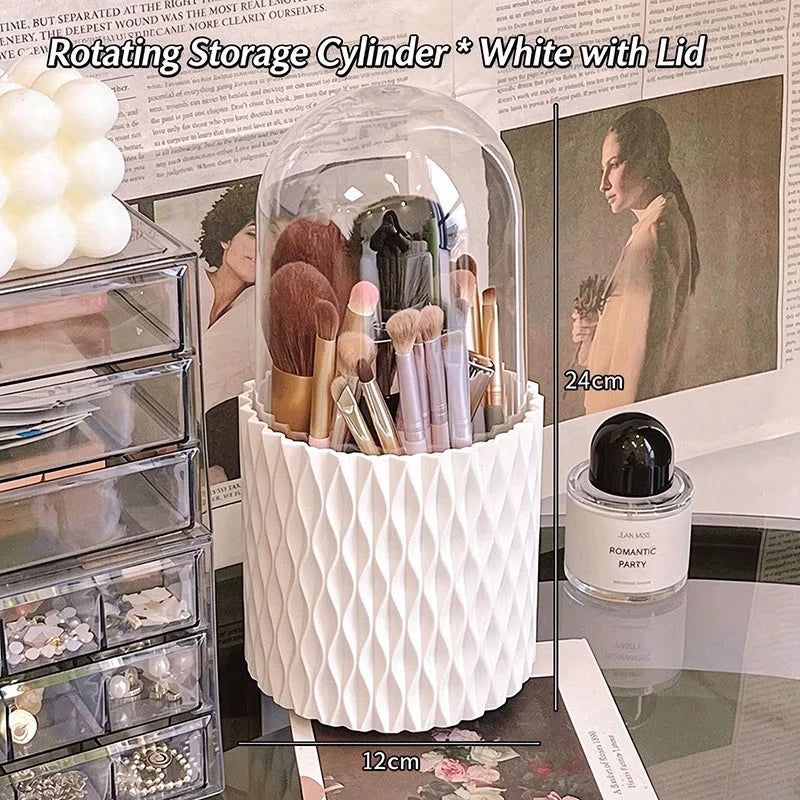360° Rotating Makeup Brush Holder – 5-Compartment Organizer
