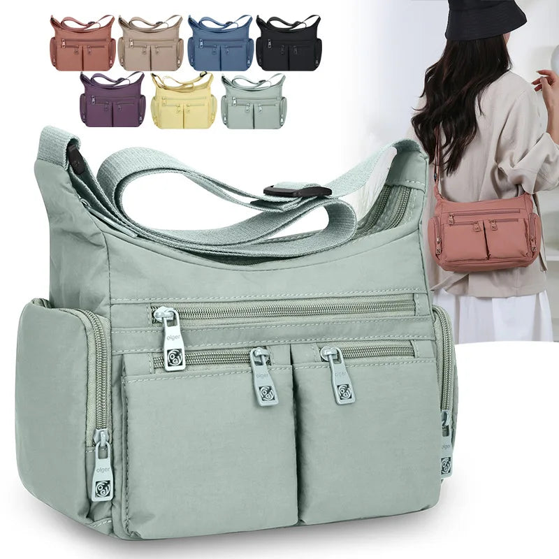 Nixie Nylon Crossbody Bag – Large Capacity, Multi-Pocket