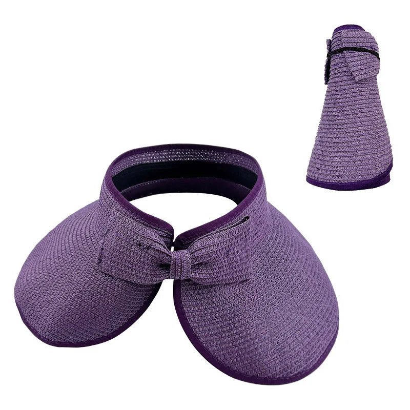 Women's Wide Brim Foldable Straw Sun Hat – UV Beach Visor