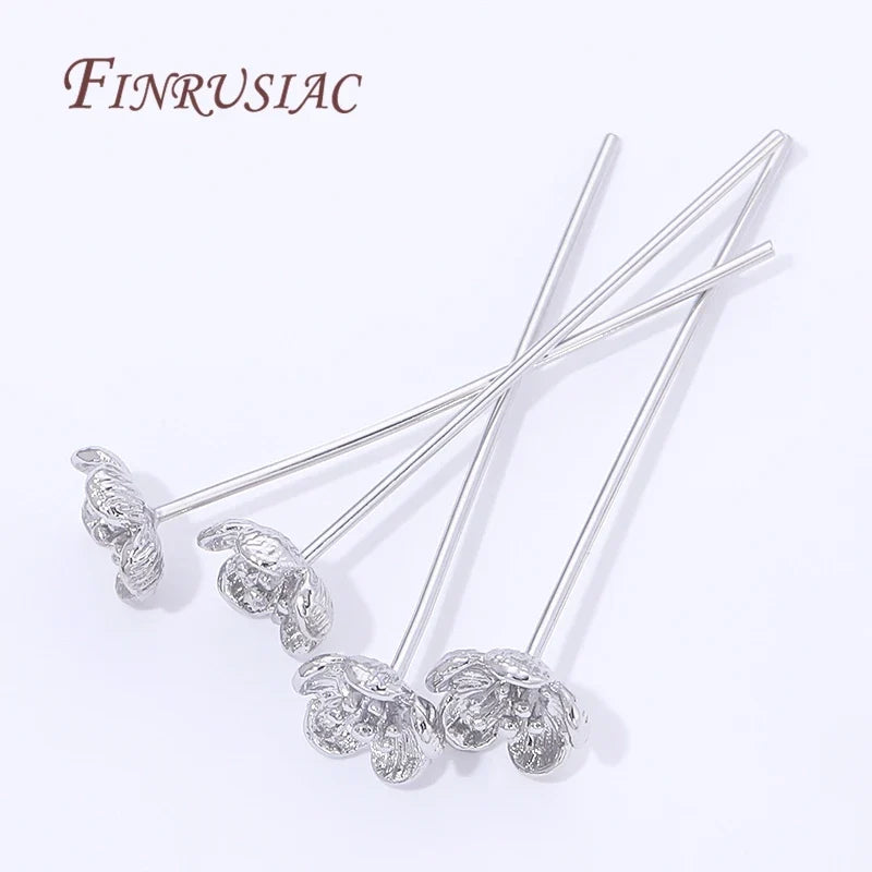 18K Gold Plated Flower Head Pins – DIY Jewelry Making 5/10 Pcs