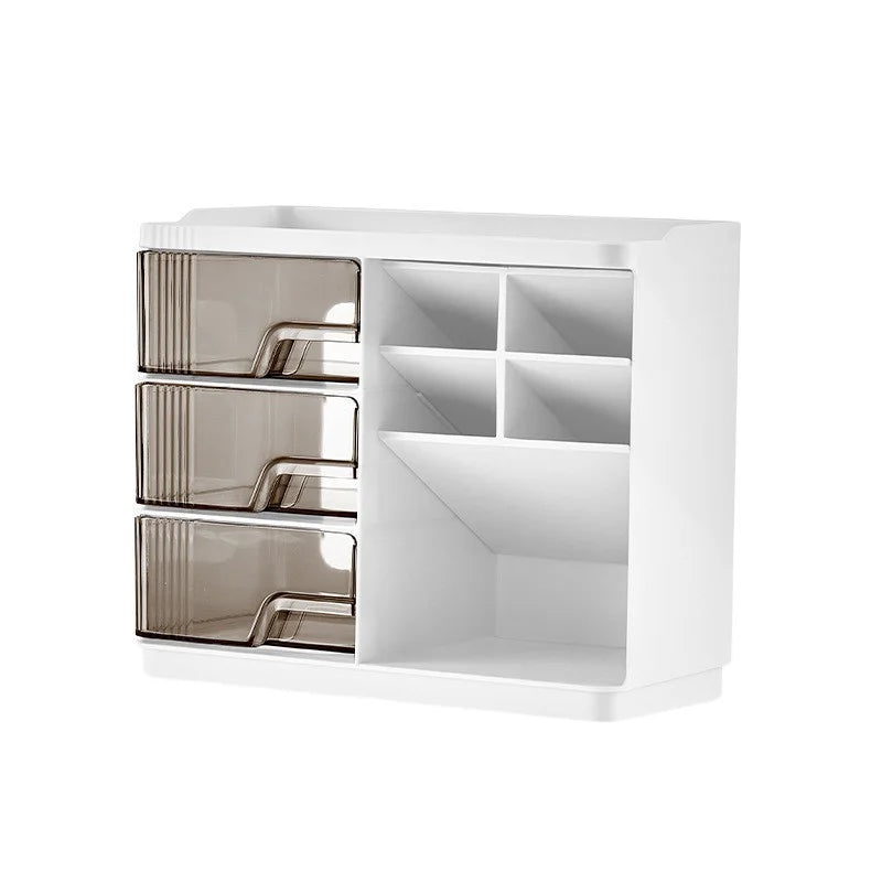 Slanted Makeup Brush Holder with 3 Drawers | Vanity Organizer