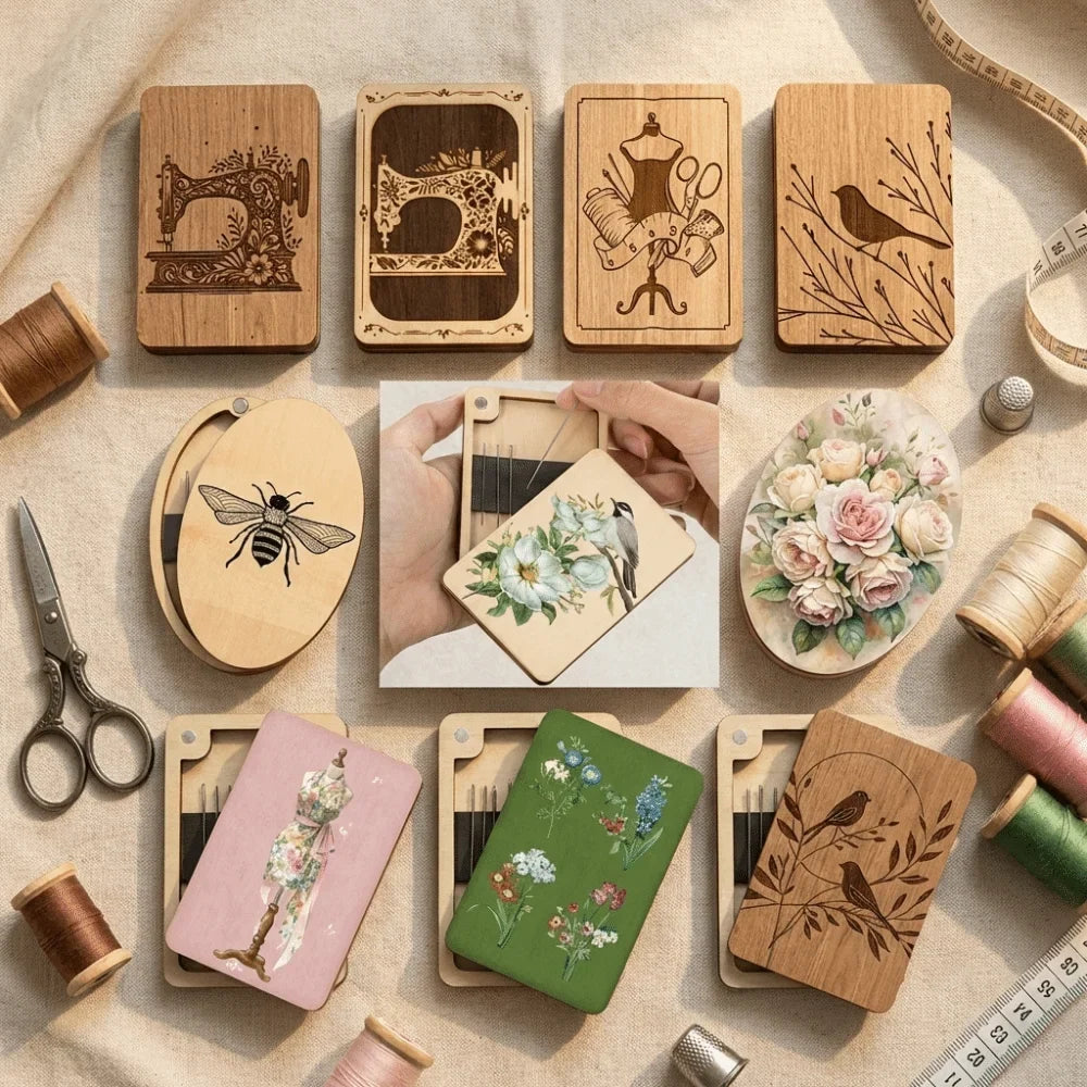 Bamboo Magnetic Needle Box – Portable Sewing & Knitting Organizer
