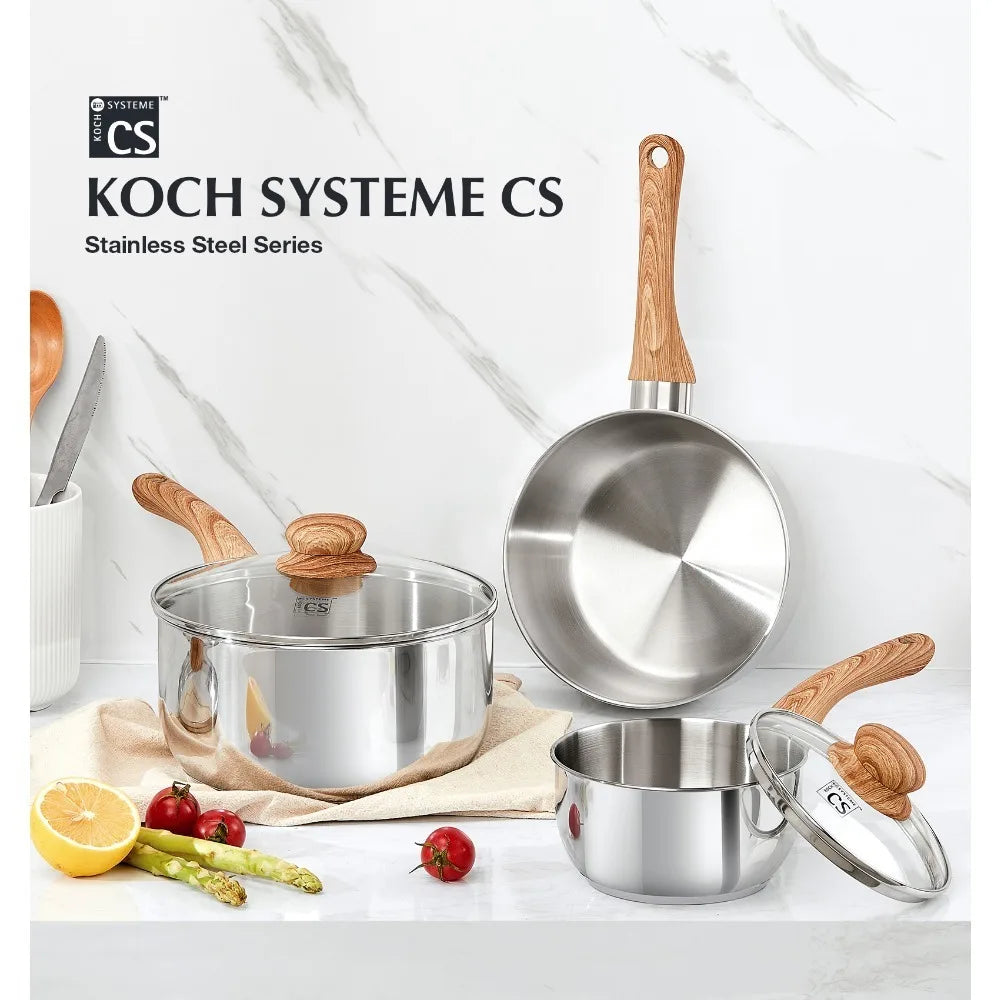 Koch Systeme CS 3-Piece Stainless Steel Saucepan Set with Lids