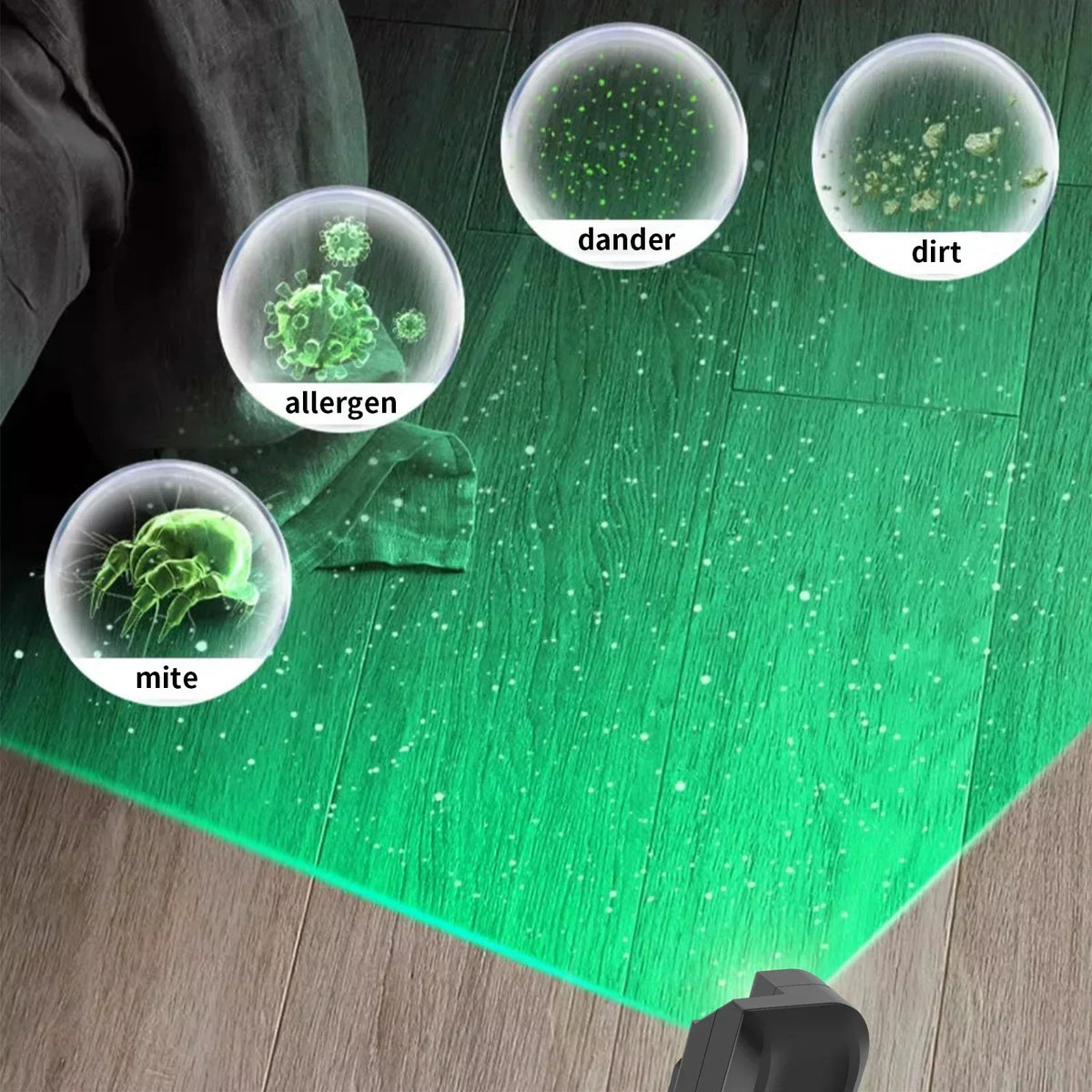 Vacuum Dust Reveal LED Light – USB Rechargeable Green LED