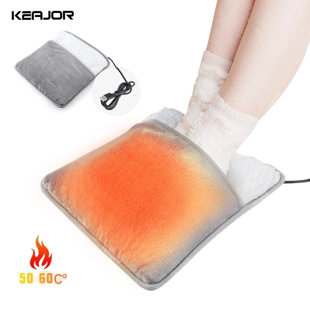 Raugee USB Electric Foot Warmer – Plush Washable Heating Pad