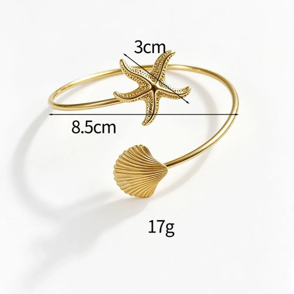 Vintage Ocean Starfish Upper Arm Cuff Bracelet | Gold Spiral