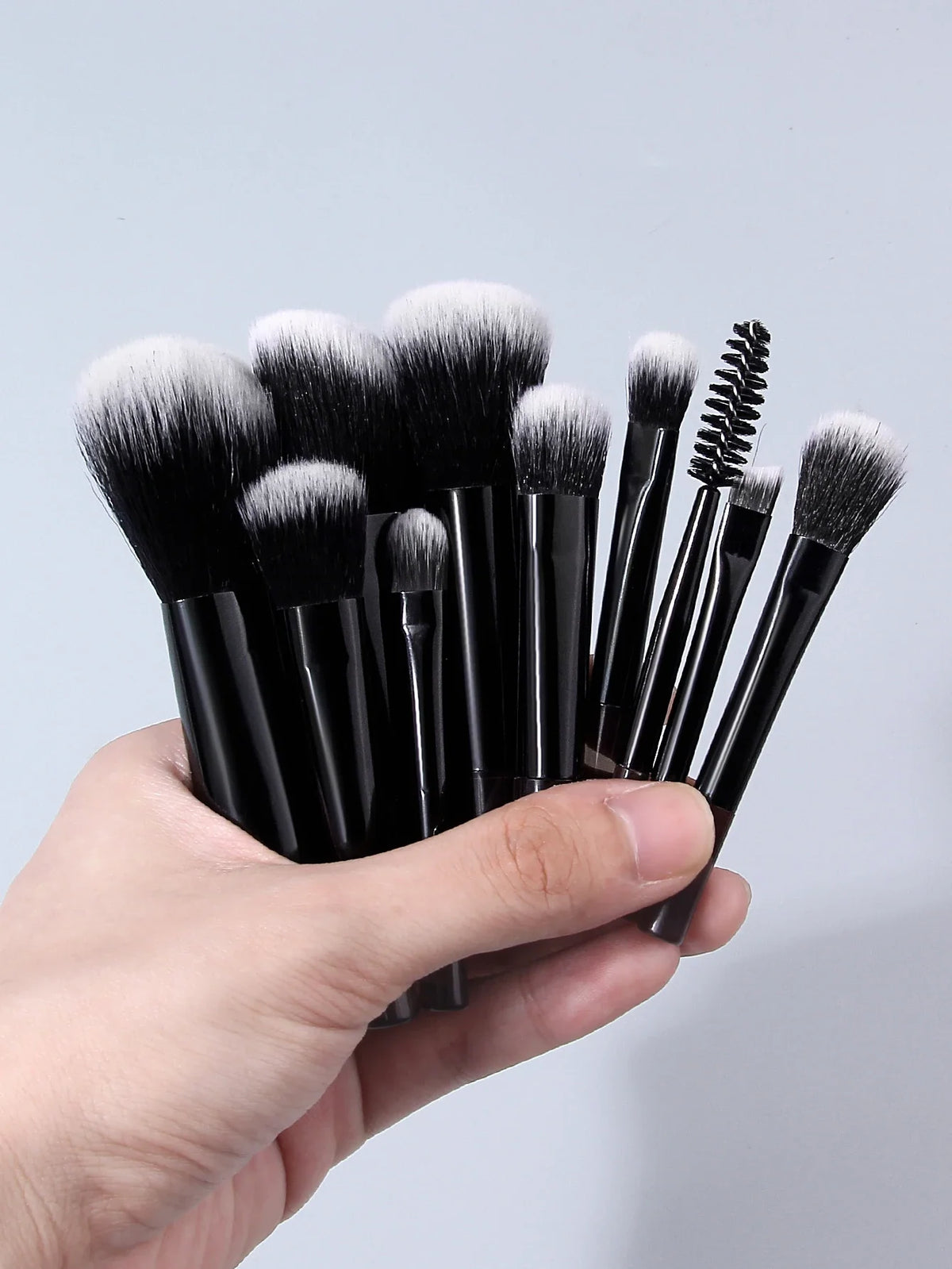 12Pc Mini Makeup Brush Set + Eyebrow Trimmer & Powder Puff