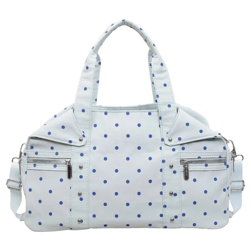 Korean Polka Dot Large Tote Bag – Shoulder & Crossbody